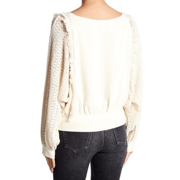 Free People S Ivory Crochet Dolman Sleeve Sweater - Picture 6 of 11
